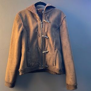 Kenzie Brown Suede Hooded Short Jacket